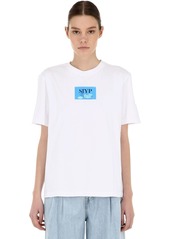 SJYP Plastic Logo Patch Cotton Jersey T-shirt