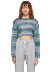 SJYP Blue & Purple Stripe Cropped Sweater
