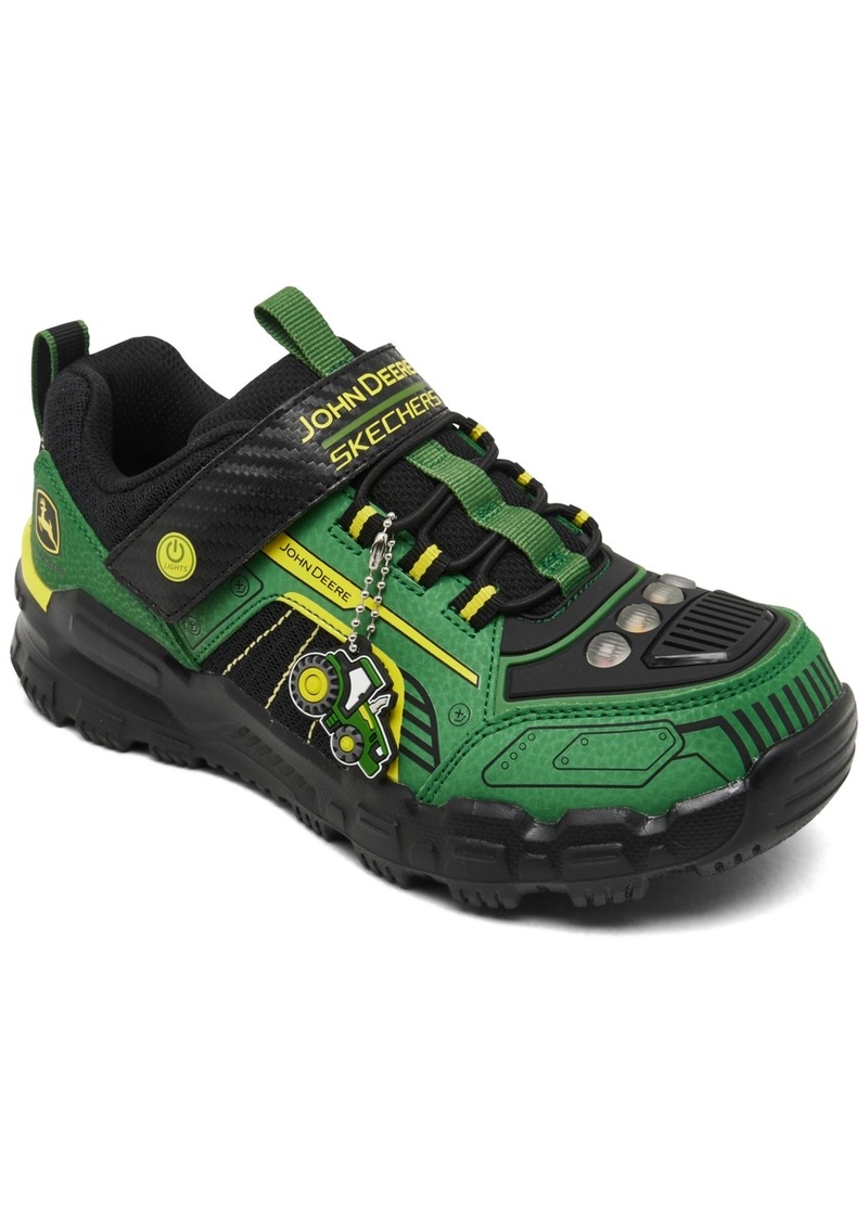 Skechers Little Boys John Deere: Adventure Track Rugged Brights Light-Up Fastening Strap Casual Sneakers from Finish Line - Green/Black