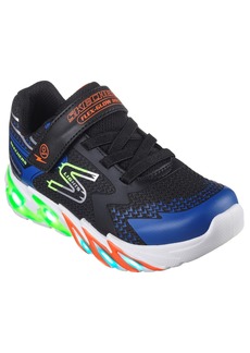 Skechers Little Boys Lights- Flex-Glow Bolt Adjustable Strap Light-Up Casual Sneakers from Finish Line - Black, Blue