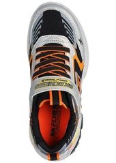 Skechers Little Boys Lights- Light Storm 3.0 Light-Up Adjustable Strap Closure Athletic Sneakers from Finish Line - Silver, Black