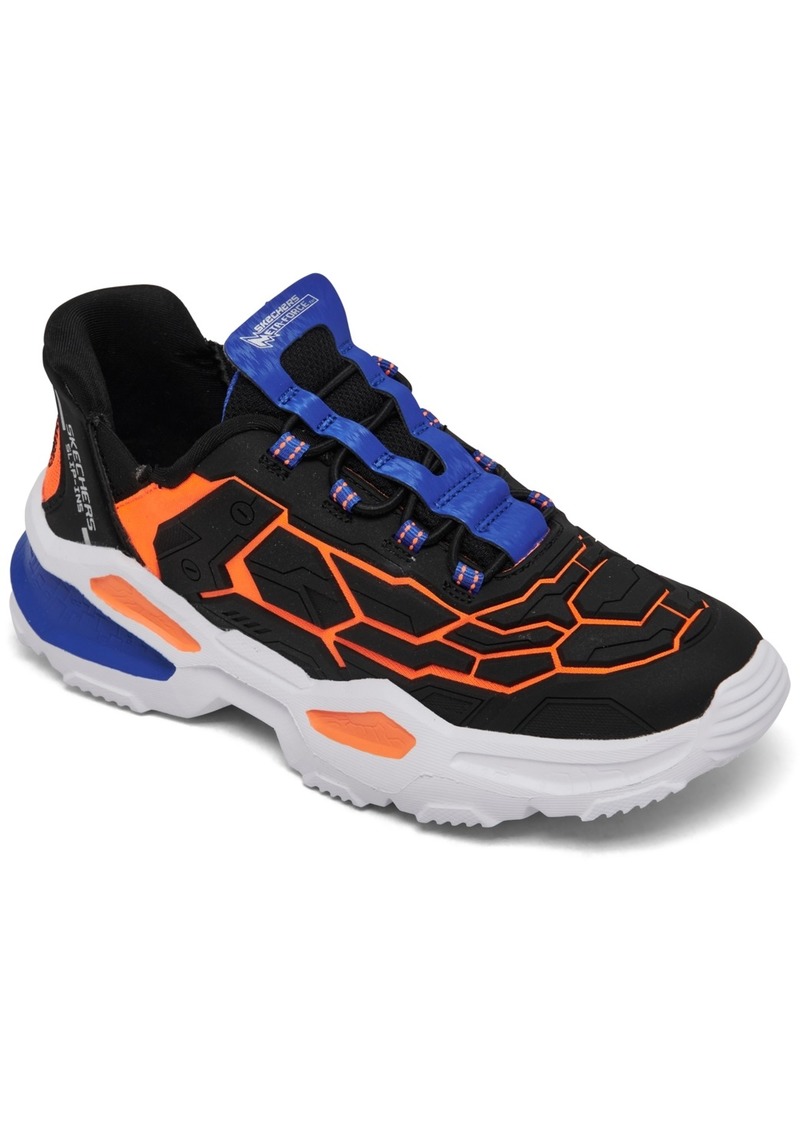 Skechers Little Boys Slip-ins: Skech Bots - Orbitron Slip-On Athletic Casual Sneakers from Finish Line - Black/Orange