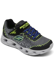 Skechers Little Boys Vortex 2.0 - Zorento Fastening Strap Light-Up Casual Sneakers from Finish Line - Black, Yellow