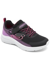 Skechers Little Girls Microspec Plus - Sprint Speed Fastening Strap Casual Sneakers from Finish Line - Black, Pink