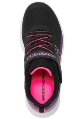 Skechers Little Girls Microspec Plus - Sprint Speed Fastening Strap Casual Sneakers from Finish Line - Black, Pink
