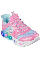 Skechers Little Girls Slip-ins- Infinite Heart Lights Light-Up Adjustable Strap Casual Sneakers from Finish Line - Pink, Multi