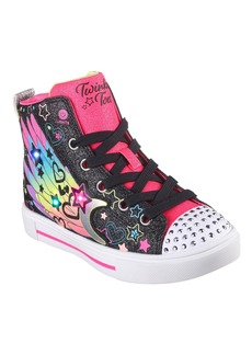Skechers Little Girls Twinkle Toes- Twinkle Sparks - Galaxy Glitz Light-Up Casual Sneakers from Finish Line - Black, Multi