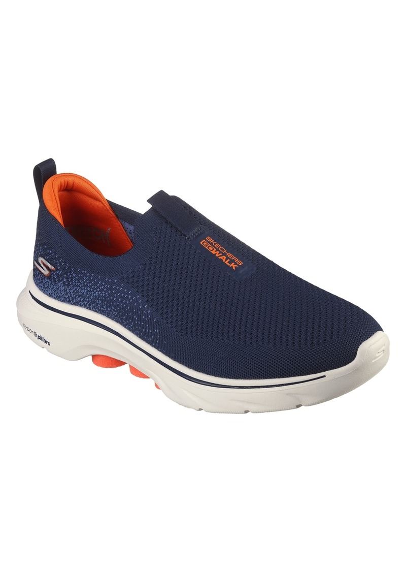 Skechers Men's Go Walk 7 Casual Walking Sneakers from Finish Line - Navy, Orange
