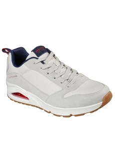 Skechers Men's Uno - Stacre Classic Suede Casual Sneakers from Finish Line - Off White, Navy, Red