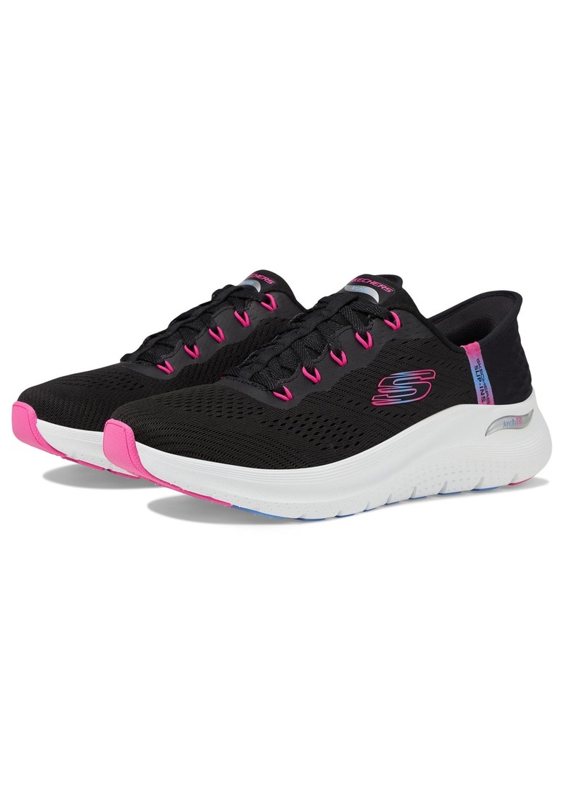 Skechers Sport Women's Women's Hands Free Slip-INS Arch FIT 2.0-Easy Chic Sneaker BKHP=Black/Hot Pink