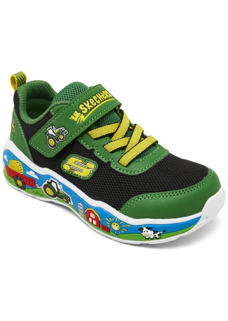 Skechers Toddler Boys John Deere: Play Scene - Barn-Squad Buddies Fastening Strap Casual Sneakers from Finish Line - Green/Black