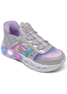 Skechers Toddler Girls Slip-Ins- Infinite Heart Lights Light-Up Casual Sneakers from Finish Line - Silver, Multi