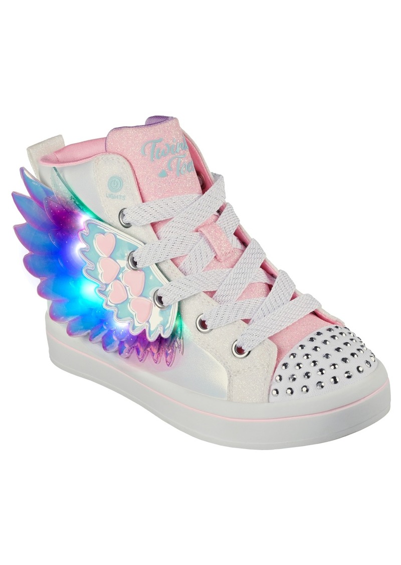 Skechers Little Girls Twi-Lites 2.0 - Wingsical Wish Light-Up High-Top Casual Sneakers from Finish Line - White, Multi