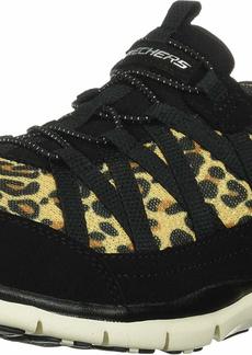 Skechers Womens Fashion Sneaker Leopard mesh/Tan Trim