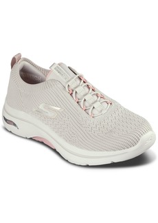 Skechers Women's Go Walk Arch Fit- Crystal Waves Walking Sneakers from Finish Line - Taupe, Pink