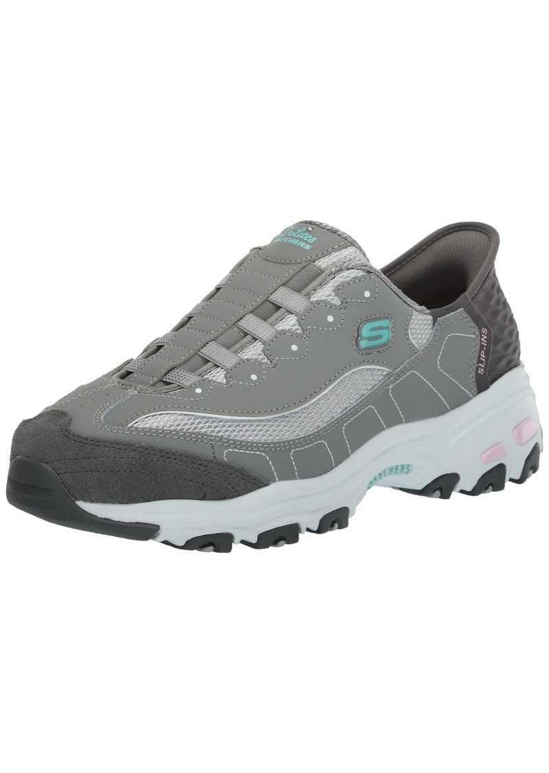 Skechers Women's Hands Free Slip-INS D'Lites Sneaker Grey Light Pink=GYLP