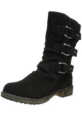 Skechers Women's Mid 3 Buckle Ruched Vamp Motorcycle Boot M US