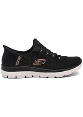 Skechers Women's Slip-Ins- Summit - Classy Night Casual Sneakers from Finish Line - Black, Rose Gold