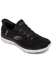 Skechers Women's Slip-Ins- Summit - Classy Night Casual Sneakers from Finish Line - Black, Rose Gold