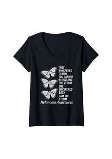 skin They Whispered To Her Cancer Quote Melanoma Awareness V-Neck T-Shirt