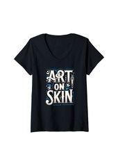 Womens Art On Skin V-Neck T-Shirt