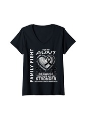 Womens Aunt Melanoma Skin Cancer Awareness Products Heart Graphic V-Neck T-Shirt