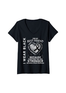 Womens  Best Friend Melanoma Skin Cancer Awareness Graphic V-Neck T-Shirt