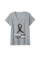 Womens I Wear Black For My Aunt Skin Cancer Awareness Warrior V-Neck T-Shirt