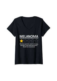 Womens Melanoma Awareness One Star Rating Skin Cancer Survivor V-Neck T-Shirt