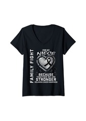 Womens Niece Melanoma Skin Cancer Awareness Items Heart Graphic V-Neck T-Shirt