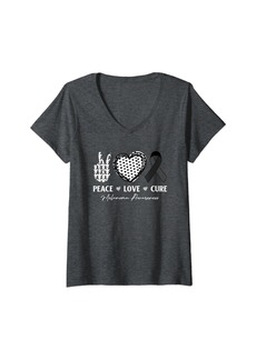 Womens Peace Love Cure Skin Cancer Awareness For Women Men V-Neck T-Shirt