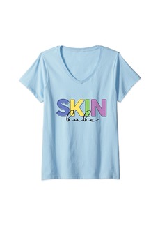 Womens Skin Babe Skin care Facialist Skin Esthetician V-Neck T-Shirt