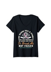 Womens Skin Cancer Awareness My Scars Tell Melanoma Awareness V-Neck T-Shirt