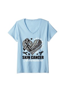 Womens SKIN CANCER AWARENESS V-Neck T-Shirt