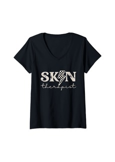 Womens Skin Therapist Skincare Skin Esthetician V-Neck T-Shirt