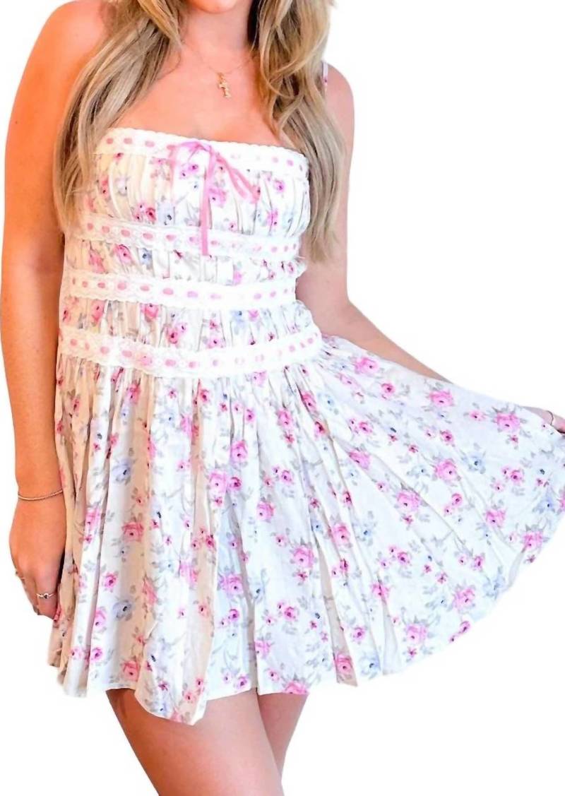 Sky Berries Floral Mini Dress In Pink