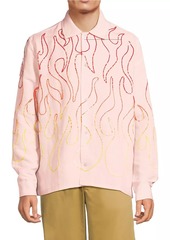 Sky Flame Linen-Blend Button-Front Shirt