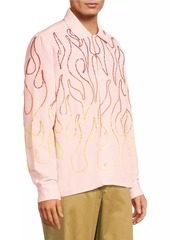 Sky Flame Linen-Blend Button-Front Shirt