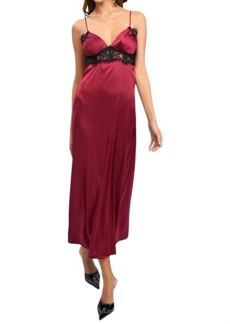 Sky Silk And Lace Maxi Dress In Jujube