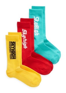 Sky High Farm Workwear Gender Inclusive 3-Pack Construction Logo Cotton Blend Socks