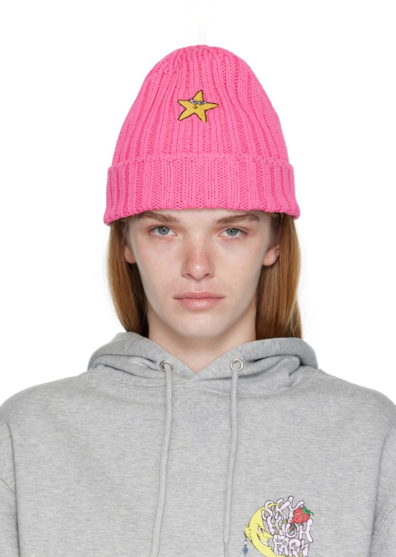 Sky High Farm Workwear Pink Star Beanie