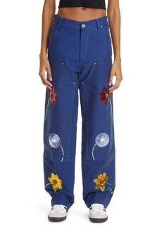 Sky High Farm Workwear Sequin Embroidered Flowers Workwear Jeans
