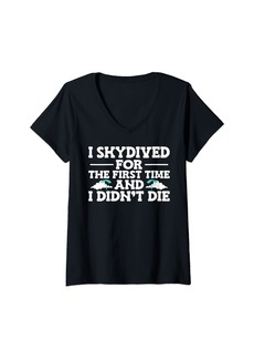 Womens First Skydive Skydiver Skydiving V-Neck T-Shirt
