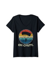 Womens Oh Chute | funny parachute skydiving skydiver dad vintage V-Neck T-Shirt