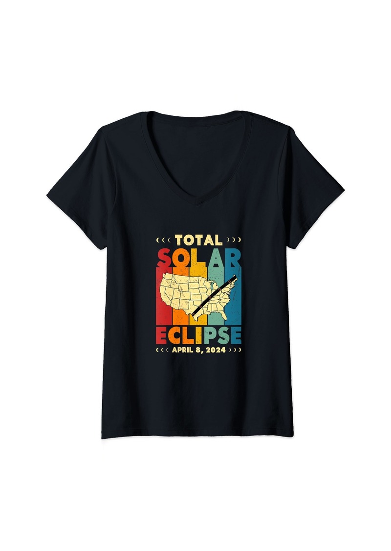 Womens Sky Lovers! Total Solar Eclipse 2024 Totality 04.08.24 V-Neck T-Shirt