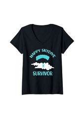 Womens Skydiver Skydiving Survivor Skydive V-Neck T-Shirt