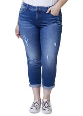SLINK Jeans Distressed Roll Cuff Boyfriend Jeans (Linda) (Plus Size)
