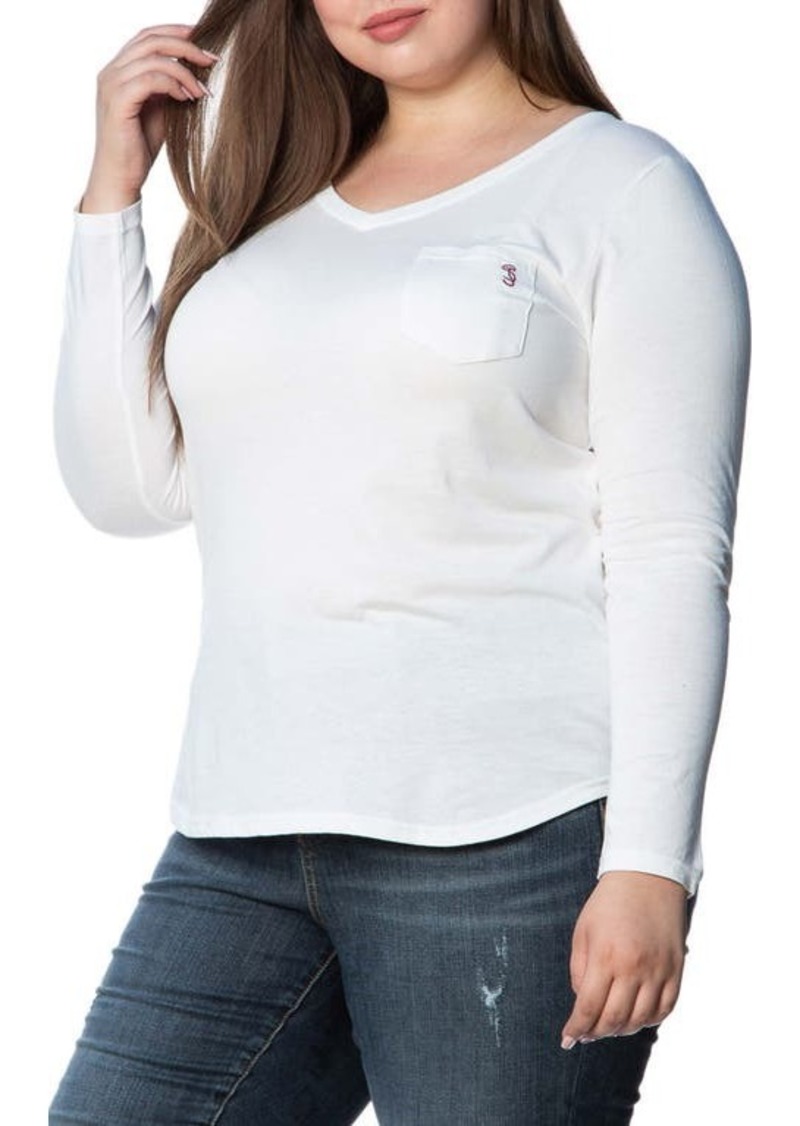 SLINK Jeans V-Neck Long Sleeve Pocket T-Shirt