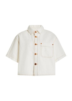 SLVRLAKE - Cara Cropped Denim Shirt - White - L - Moda Operandi