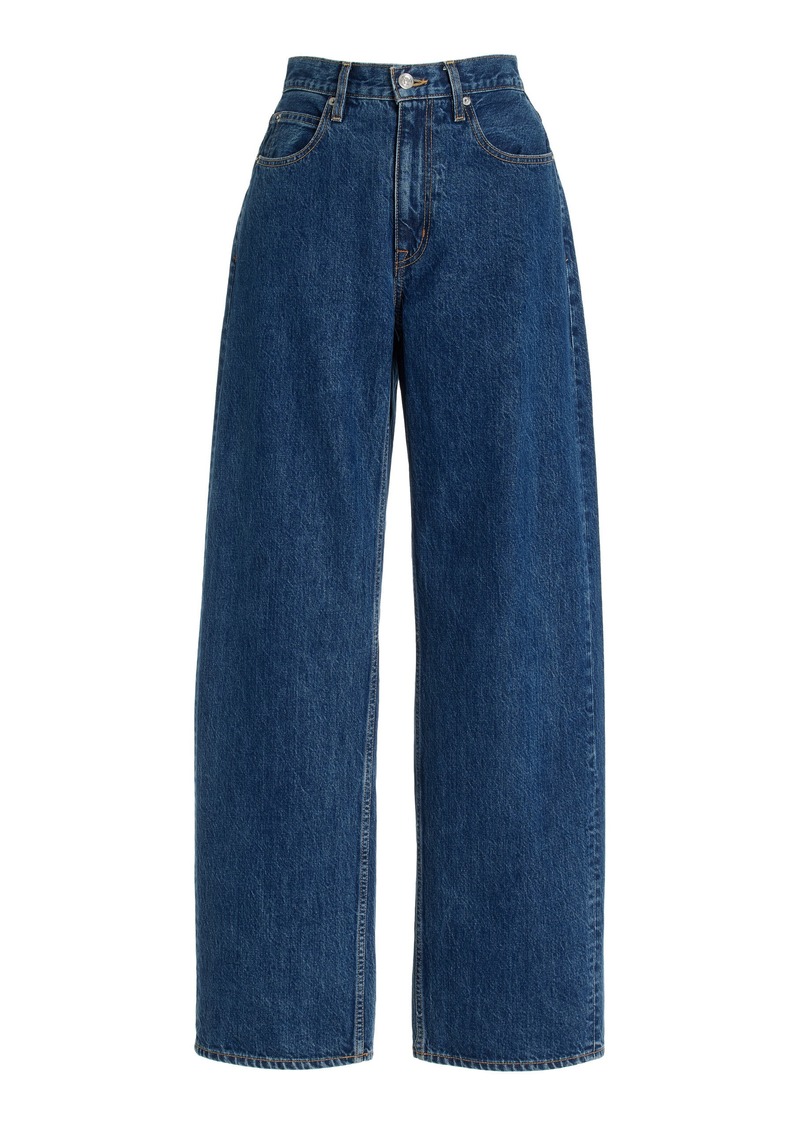 SLVRLAKE - Cassie Rigid High-Rise Wide-Leg Jeans - Dark Wash - 28 - Moda Operandi